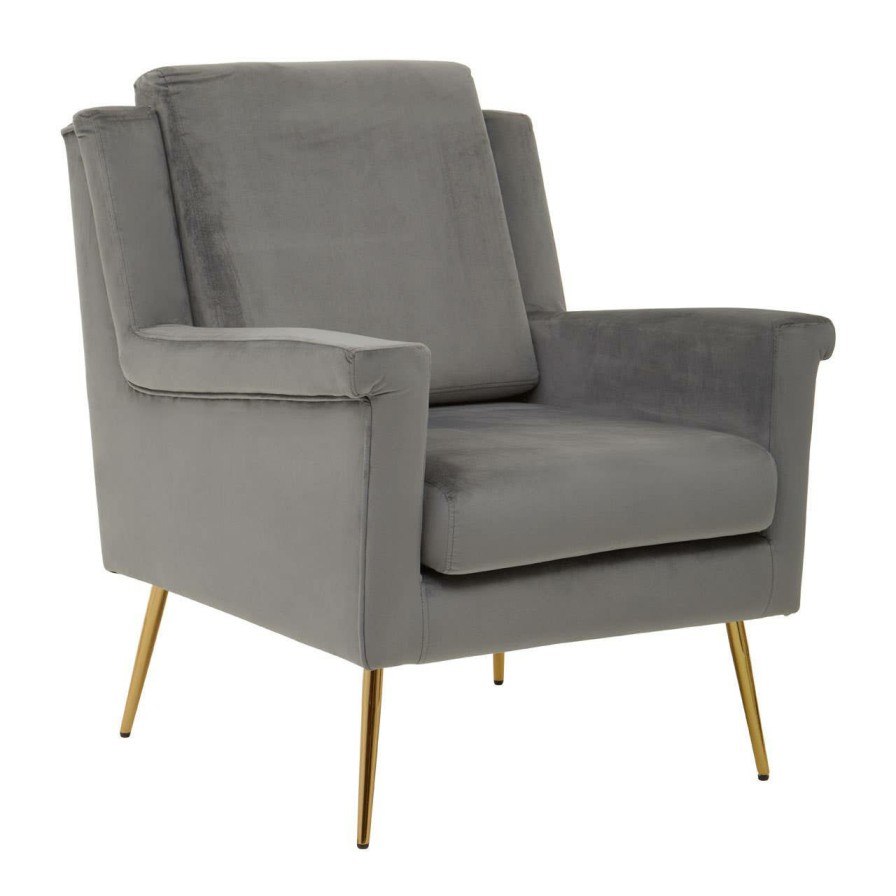 FURNITURE Fifty Five South Seating | Salma Grey Velvet Armchair