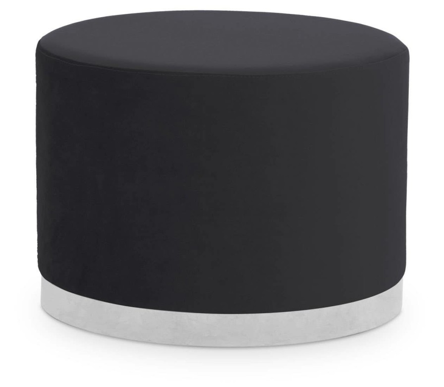 FURNITURE Fifty Five South Seating | Hagen Black And Silver Round Stool