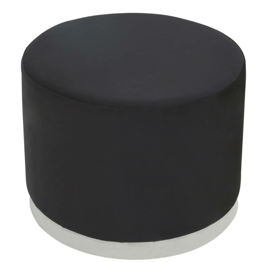 FURNITURE Fifty Five South Seating | Hagen Black And Silver Round Stool