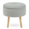 FURNITURE Premier Seating | Ivy Grey Velvet Stool