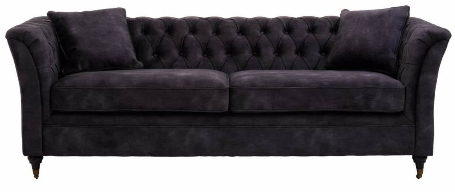 FURNITURE Fifty Five South Seating | Sabrina Three Seat Grey Velvet Sofa
