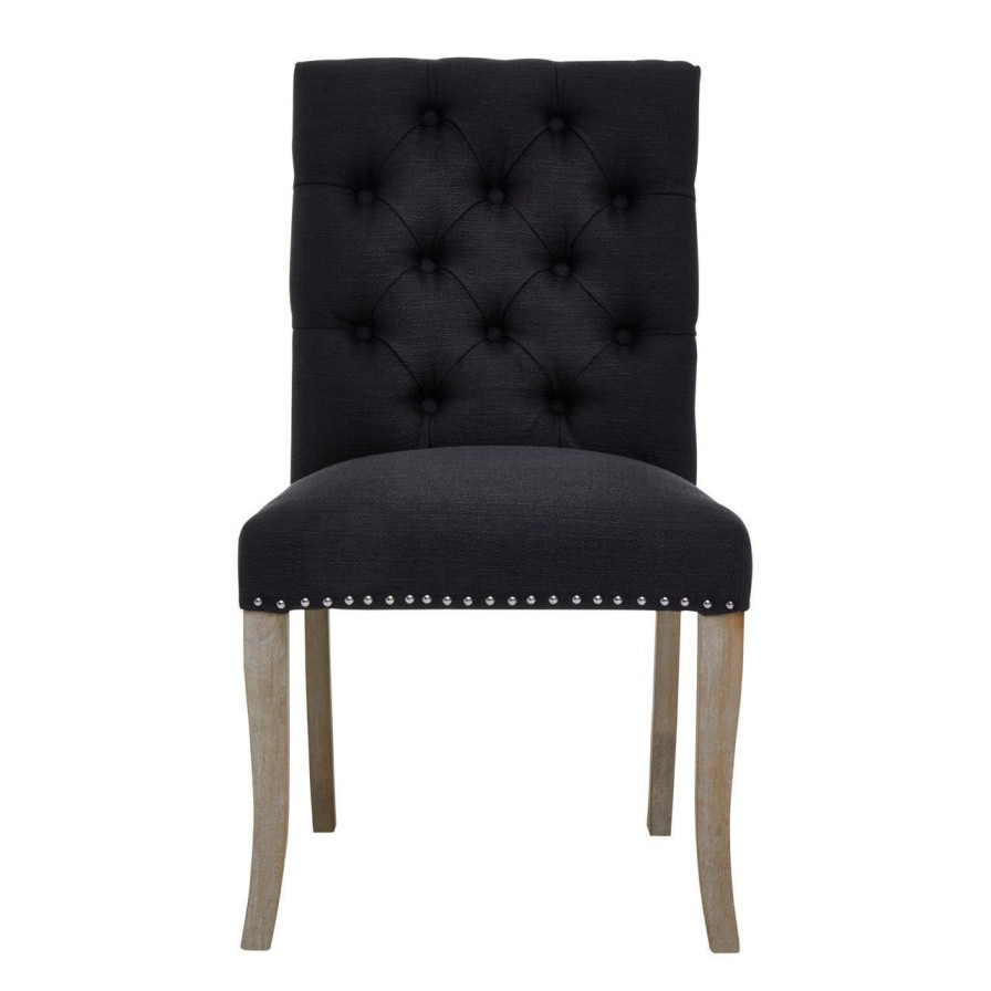 FURNITURE Fifty Five South Seating | Kensington Townhouse Black Linen Dining Chair