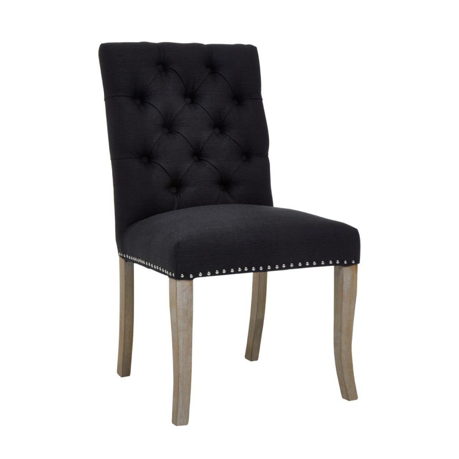 FURNITURE Fifty Five South Seating | Kensington Townhouse Black Linen Dining Chair