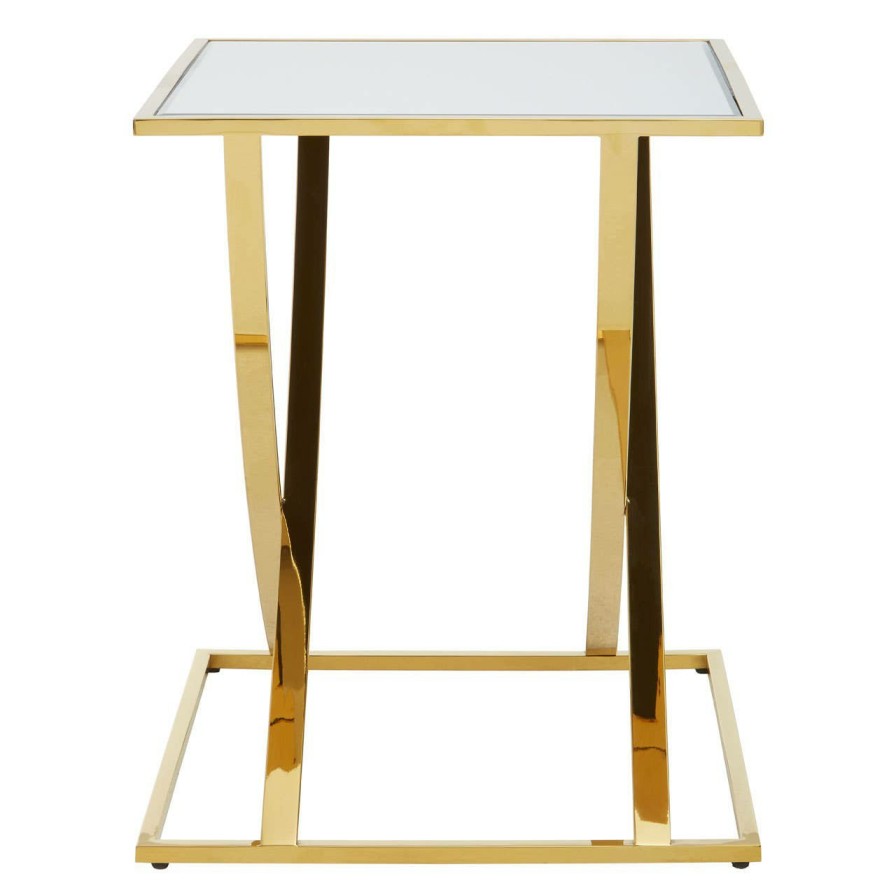 FURNITURE Fifty Five South Side Tables | Reena Gold Finish Side Table