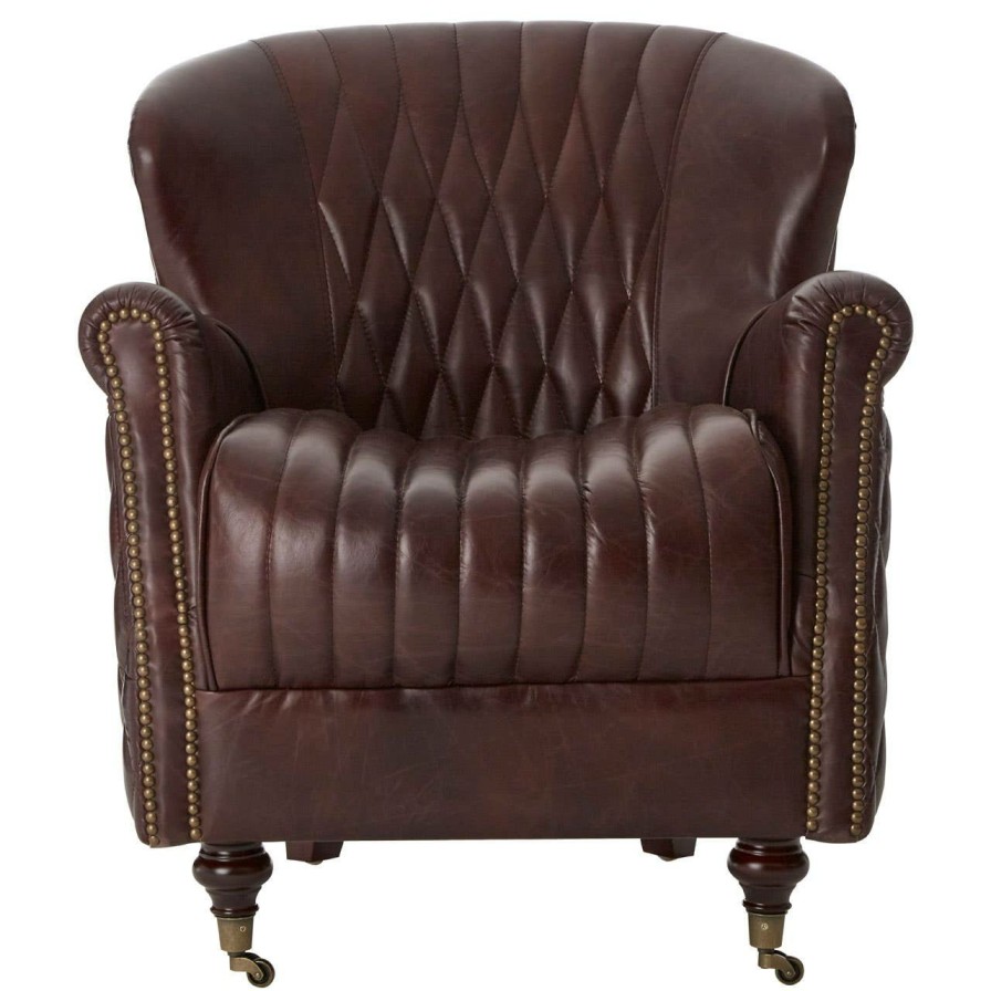 FURNITURE Fifty Five South Seating | Victor Coffee Leather Winged Armchair
