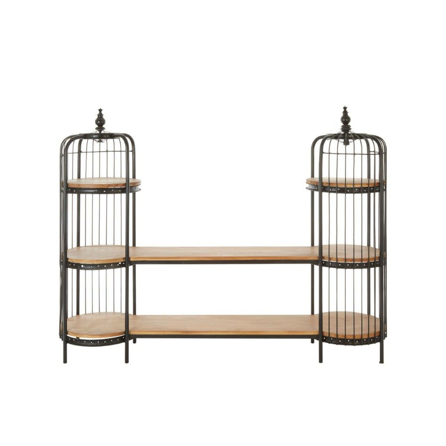 FURNITURE Fifty Five South Storage | Mantis Long Black Finish Birdcage Shelf Unit