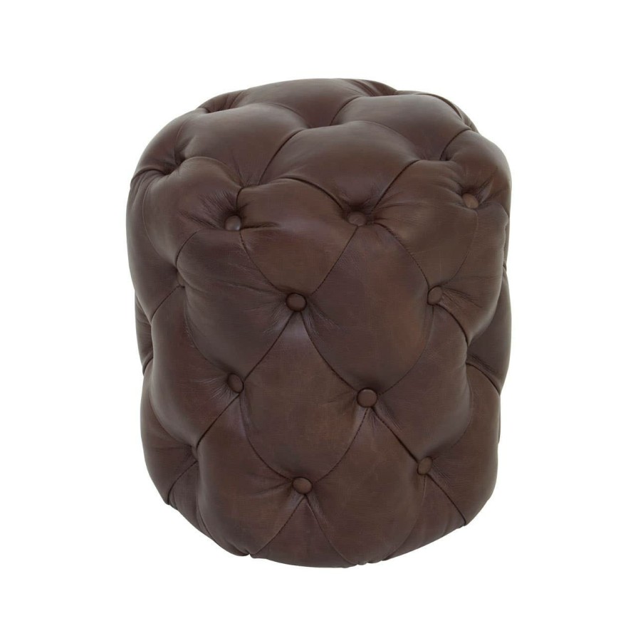 FURNITURE Fifty Five South Seating | Victor Coffee Leather Stool