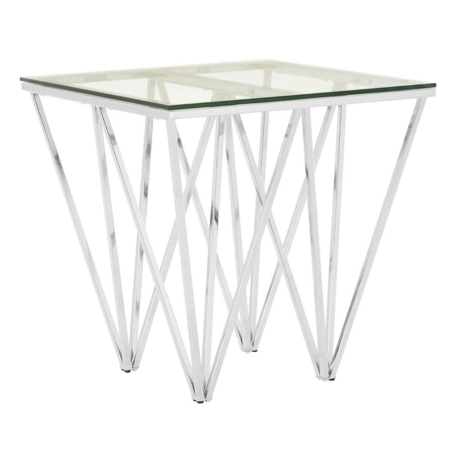 FURNITURE Premier Side Tables | Allure Chrome End Table With Triangular Base