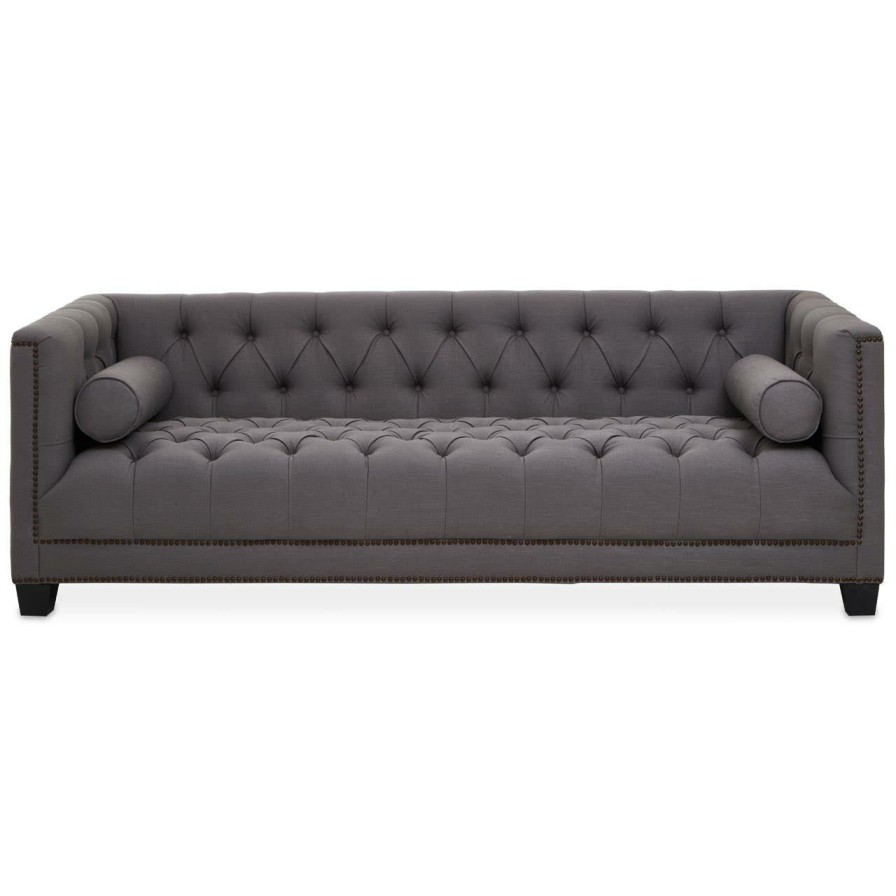 FURNITURE Fifty Five South Seating | Surina Three Seat Grey Fabric Sofa