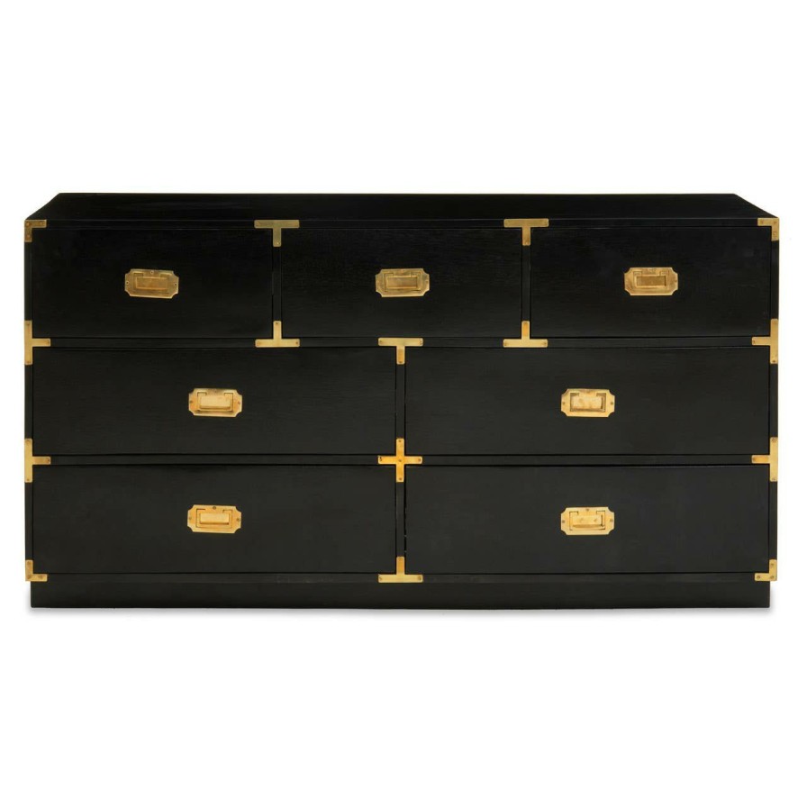 FURNITURE Fifty Five South Chest of Drawers | Sarter Seven Drawer Black Mango Wood Chest