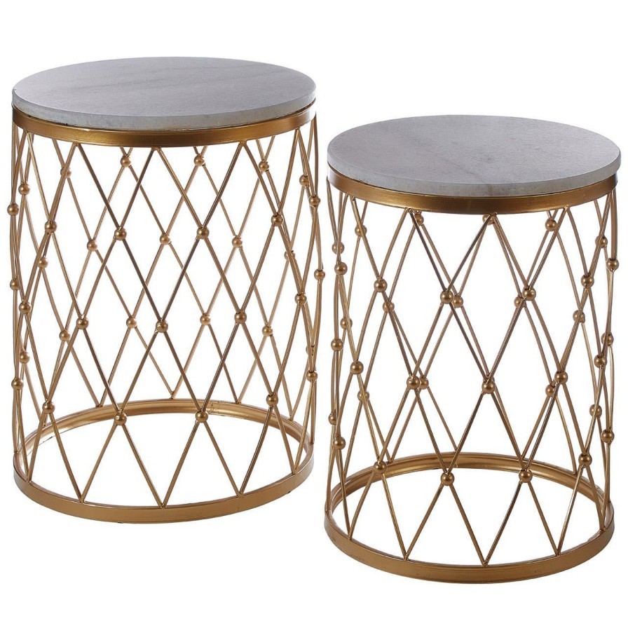 FURNITURE Premier Side Tables | Arcana Set Of Two Marble And Iron Tables