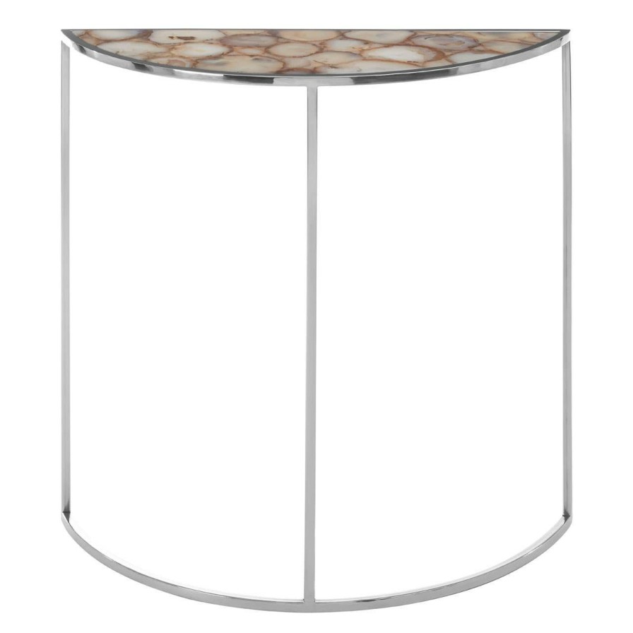 FURNITURE Fifty Five South Side Tables | Vita Half Moon White Agate Top Table