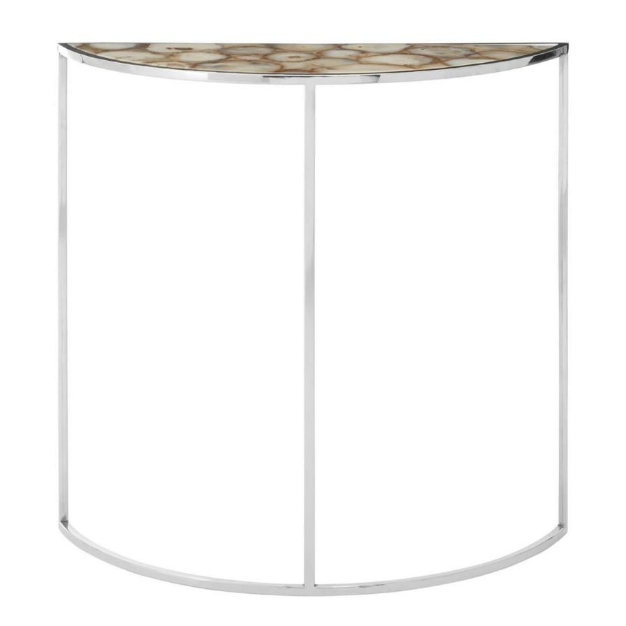 FURNITURE Fifty Five South Side Tables | Vita Half Moon White Agate Top Table