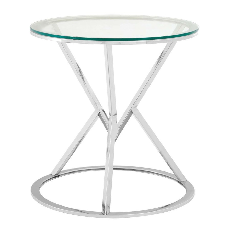 FURNITURE Premier Side Tables | Allure Corseted Round Silver End Table