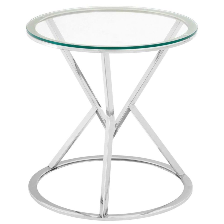 FURNITURE Premier Side Tables | Allure Corseted Round Silver End Table