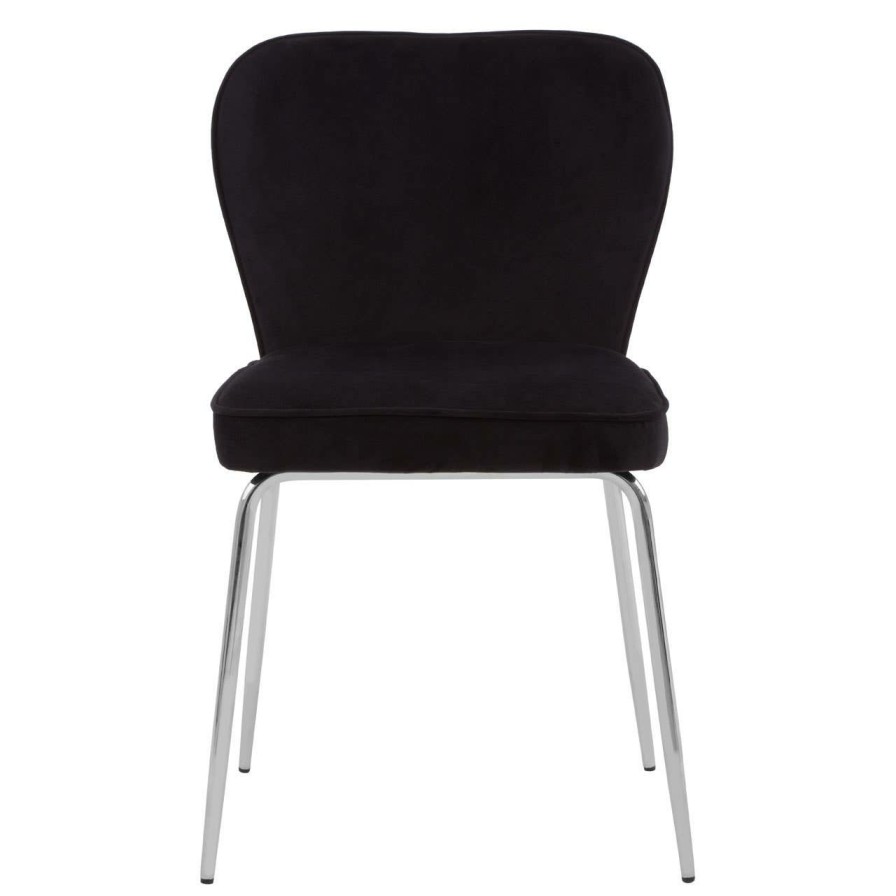 FURNITURE Fifty Five South Seating | Tamzin Curved Black Chrome Finish Dining Chair