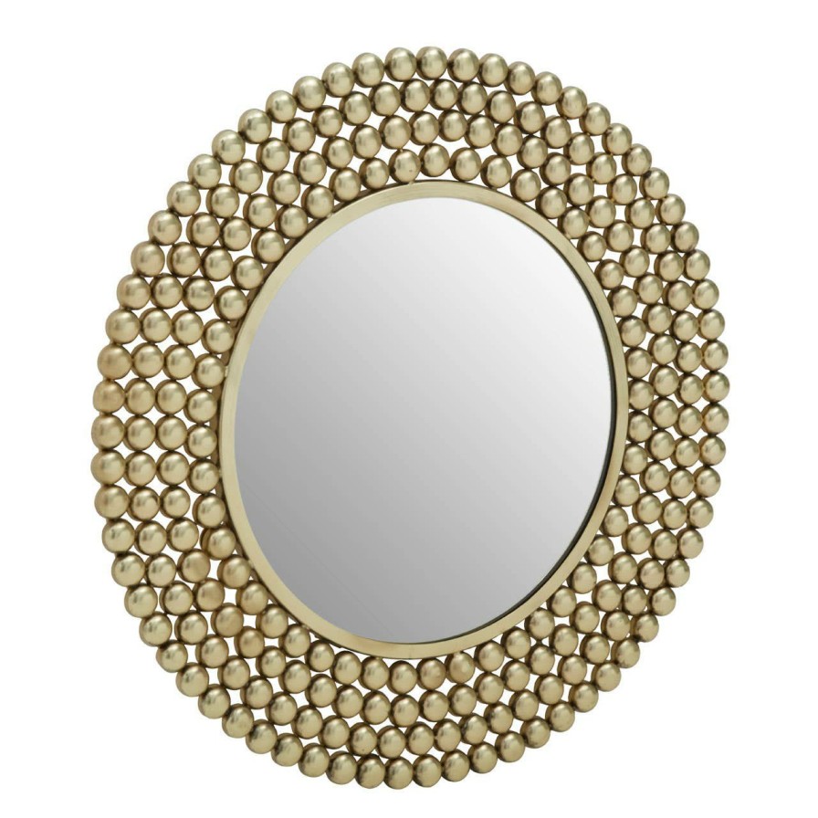 Bathe and Utility Fifty Five South Mirrors | Templar Gold Finish Beaded Wall Mirror