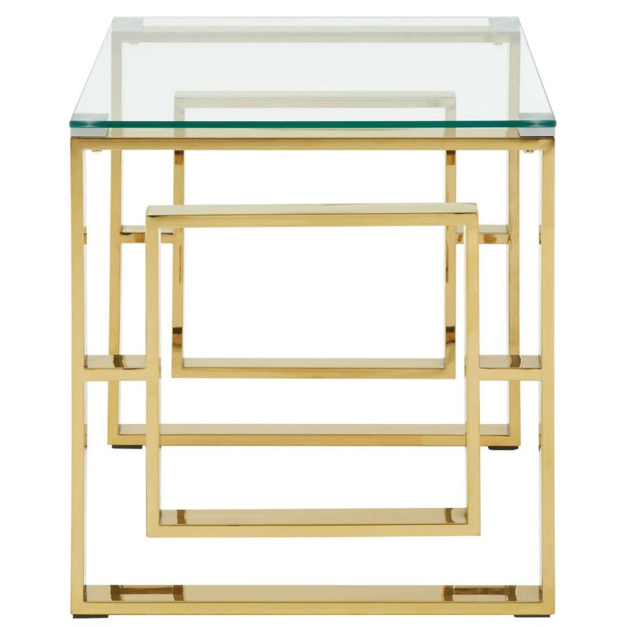 FURNITURE Premier Side Tables | Allure Gold Finish Square Legs End Table