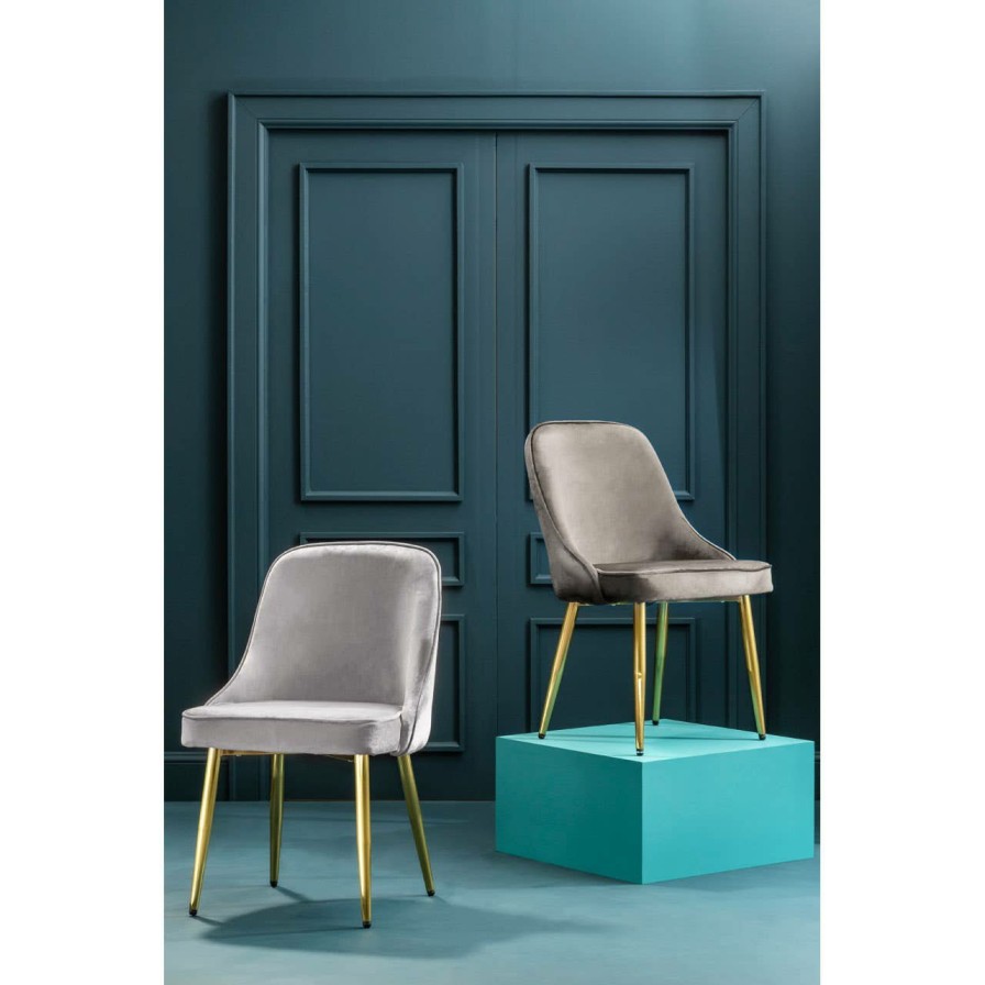 FURNITURE Premier Seating | Demi Mink Velvet Dining Chair