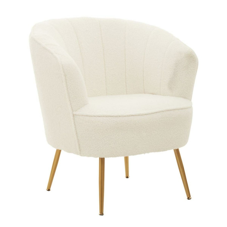 FURNITURE Fifty Five South Seating | Yazmin Channel Armchair With Gold Finish Legs