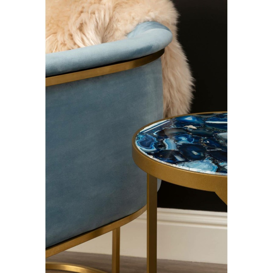 FURNITURE Fifty Five South Side Tables | Vizzini Round Agate Side Table