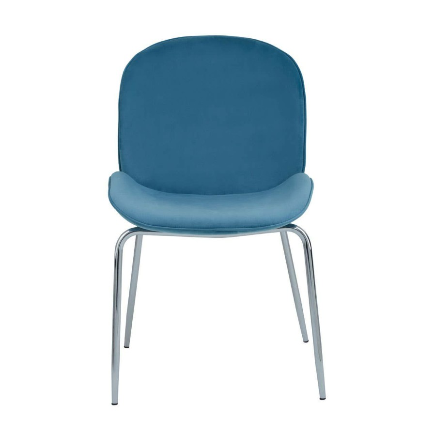 FURNITURE Fifty Five South Seating | Tamzin Blue Winged Chrome Finish Dining Chair