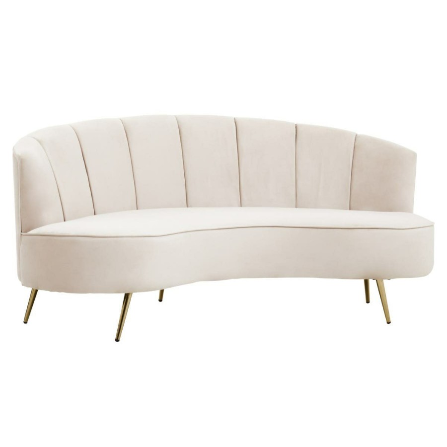 FURNITURE Premier Seating | Hasna Three Seat Beige Velvet Sofa
