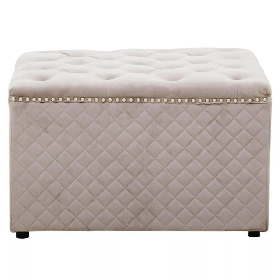 FURNITURE Fifty Five South Seating | Zamora Square Mink Velvet Ottoman