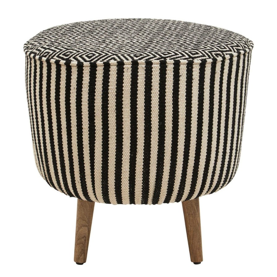 FURNITURE Fifty Five South Stools | Cefena Striped Footstool
