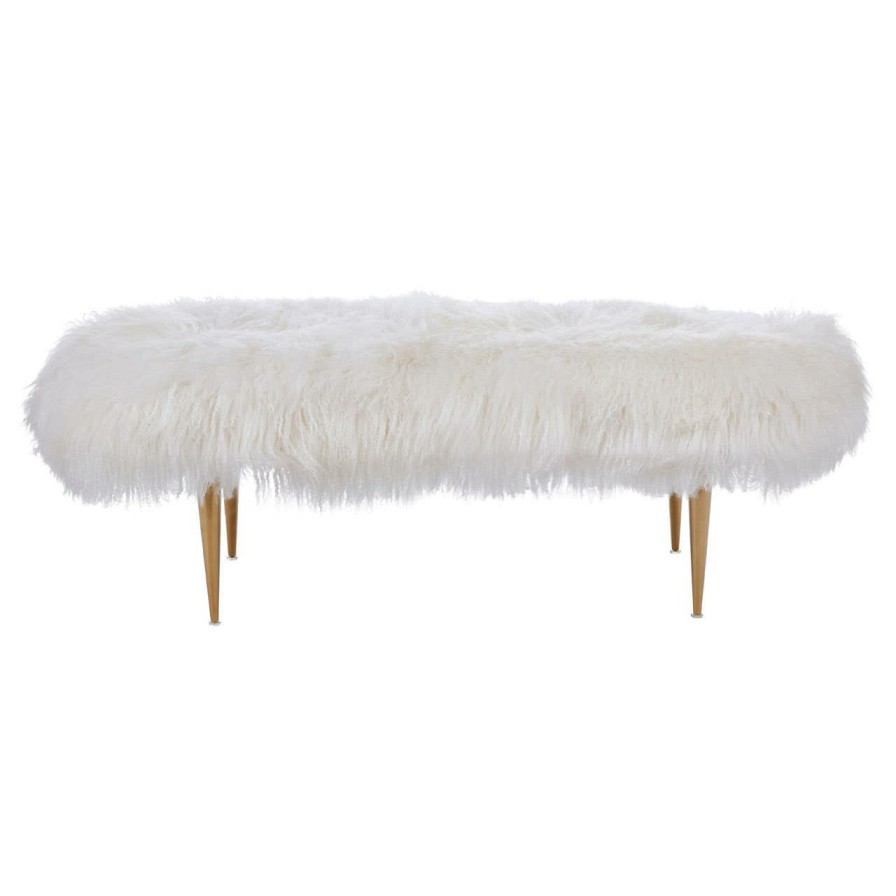 FURNITURE Fifty Five South Seating | Marlow White Sheepskin Bench