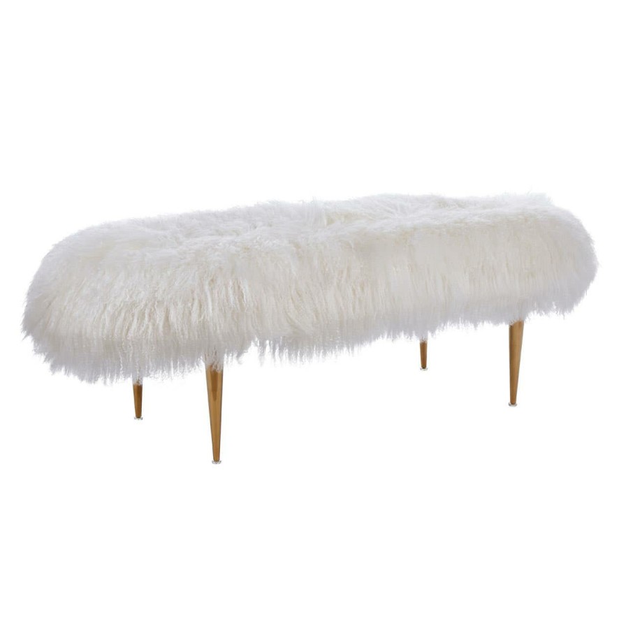 FURNITURE Fifty Five South Seating | Marlow White Sheepskin Bench