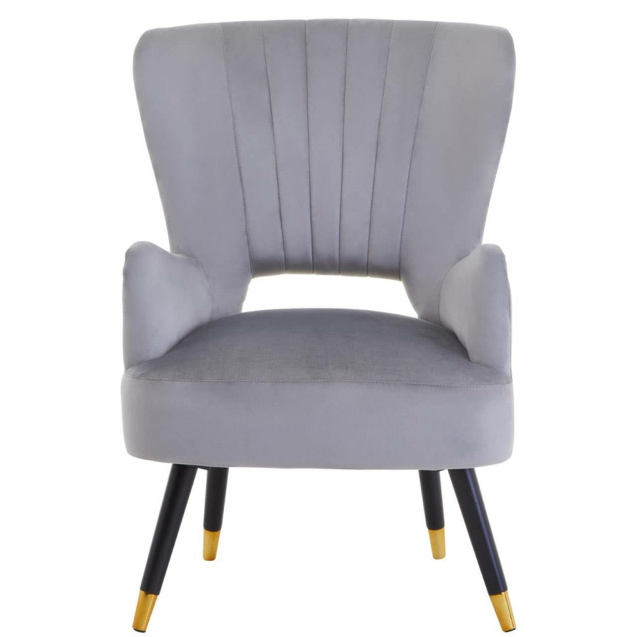 FURNITURE Premier Statement Chairs | Loretta Grey Velvet Cut Out Back Chair