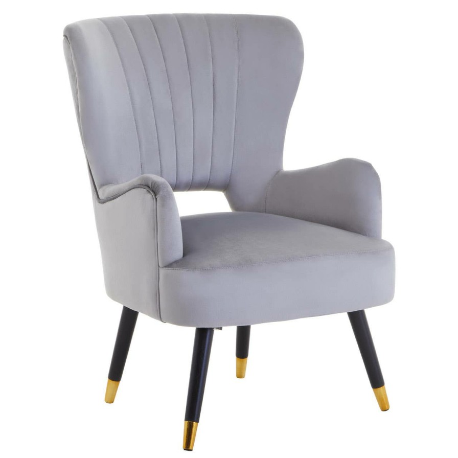 FURNITURE Premier Statement Chairs | Loretta Grey Velvet Cut Out Back Chair