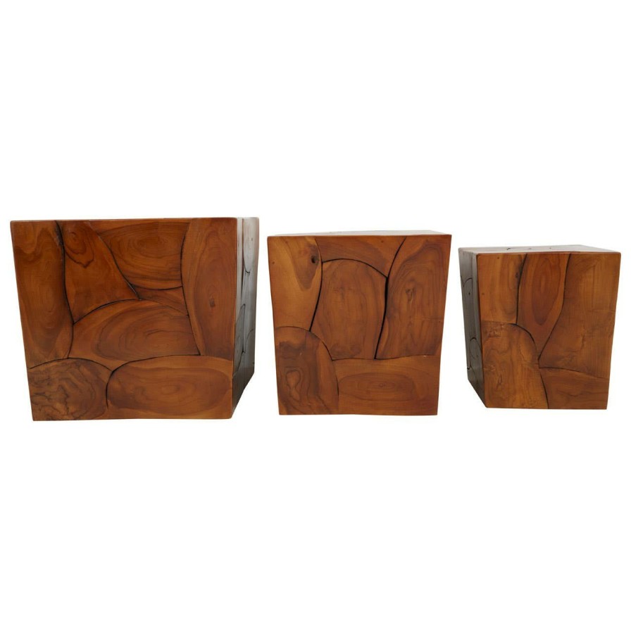 FURNITURE Fifty Five South Seating | Surat Set Of 3 Teak Root Stools