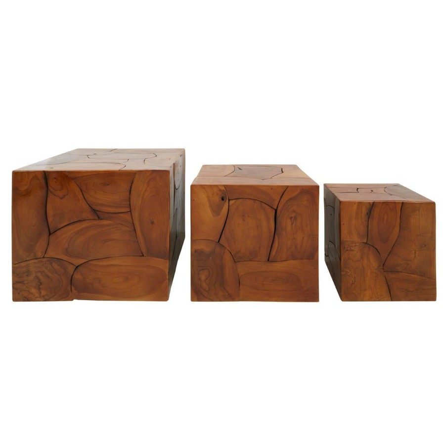 FURNITURE Fifty Five South Seating | Surat Set Of 3 Teak Root Stools