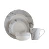 Kitchen and Dining Premier Dinner Sets | 16 Pc White And Grey Marble Effect Dinner Set