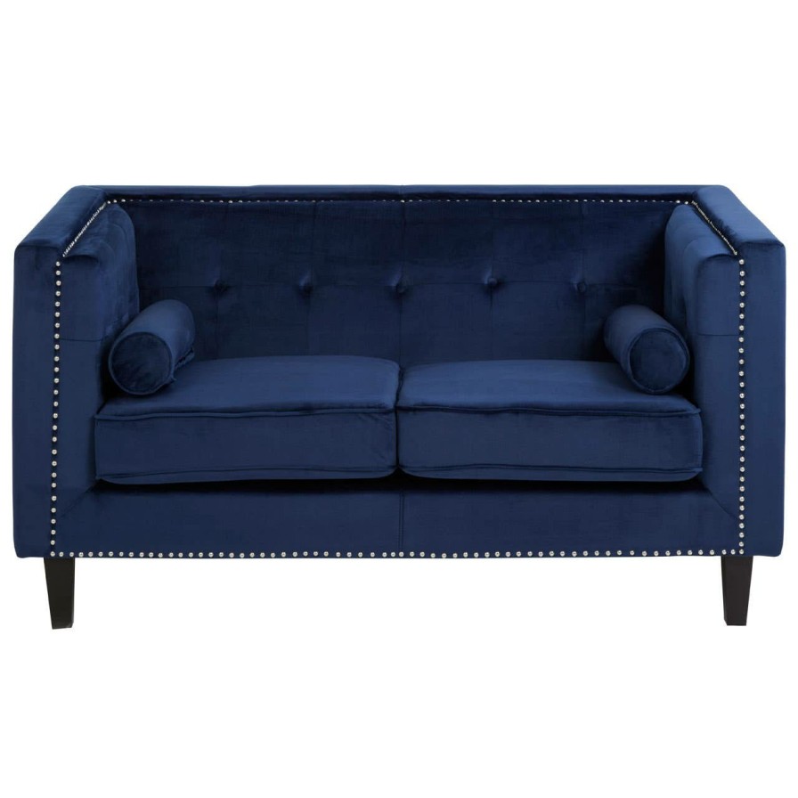 FURNITURE Premier Seating | Felisa Two Seater Midnight Blue Velvet Sofa
