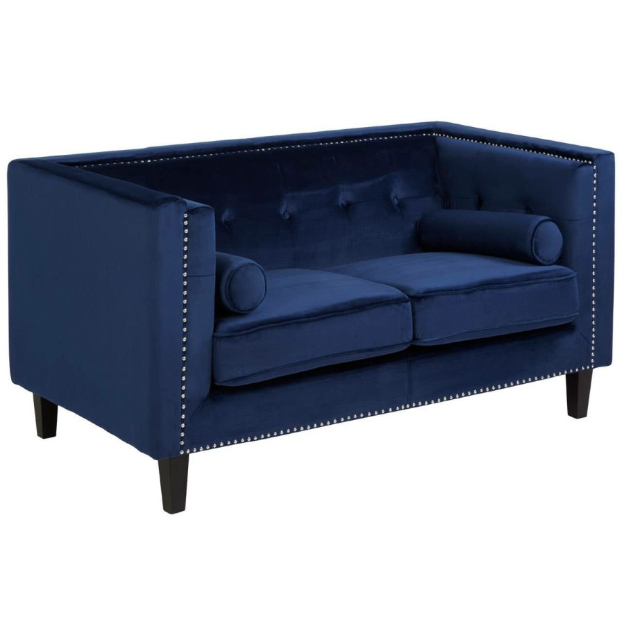 FURNITURE Premier Seating | Felisa Two Seater Midnight Blue Velvet Sofa