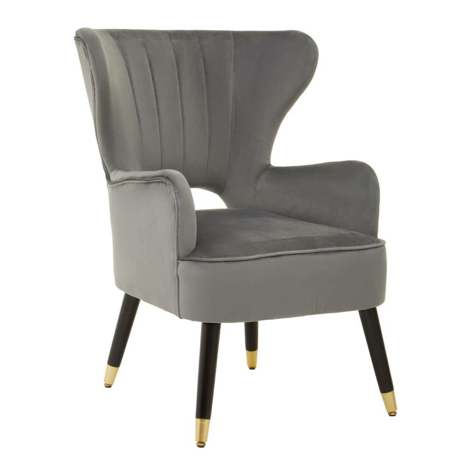 FURNITURE Fifty Five South Seating | Sloan Grey Velvet Armchair