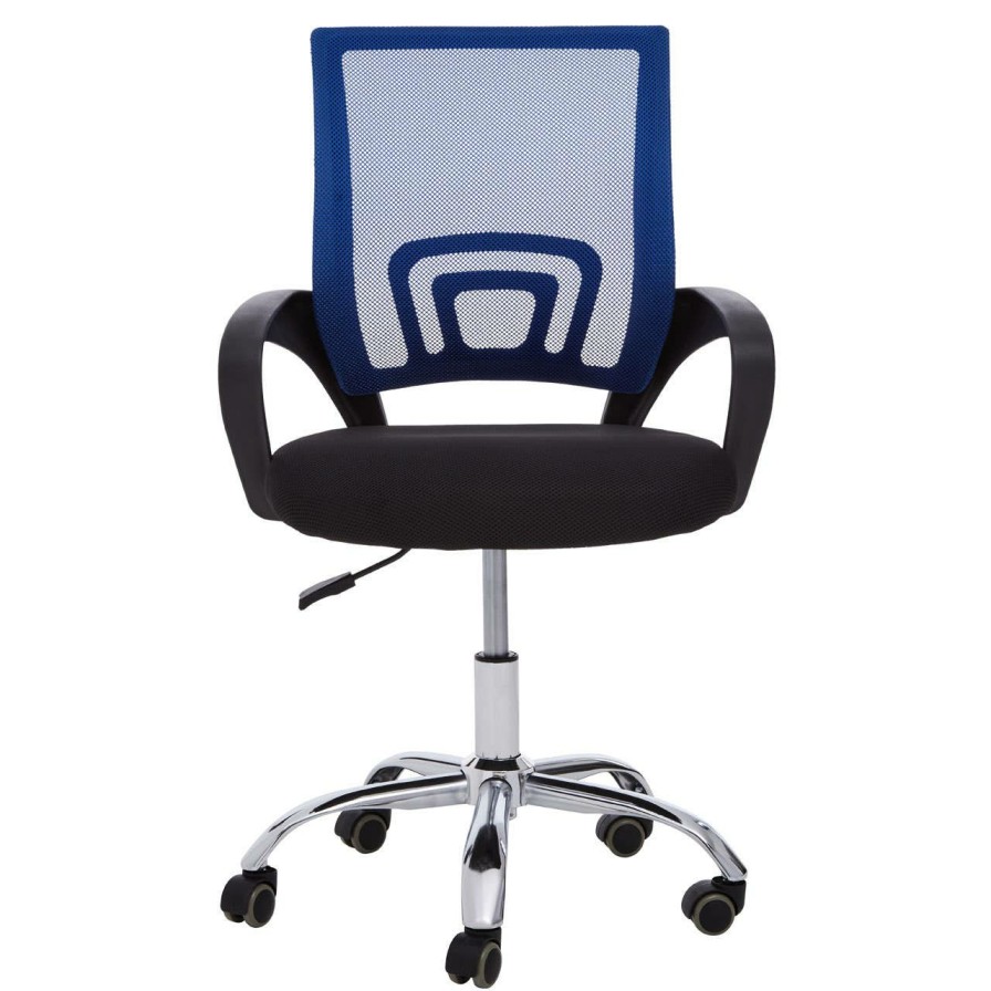 FURNITURE Premier Seating | Blue Home Office Chair With Black Arms And 5 Wheeler Base