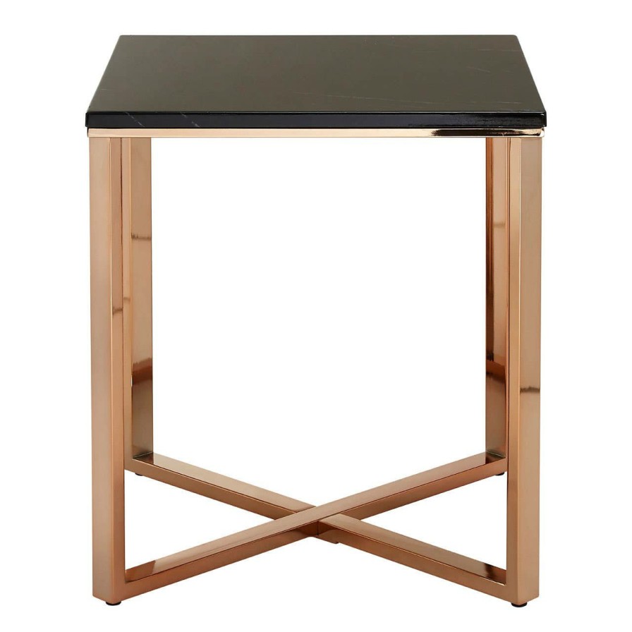FURNITURE Premier Side Tables | Allure Square Black Faux Marble End Table