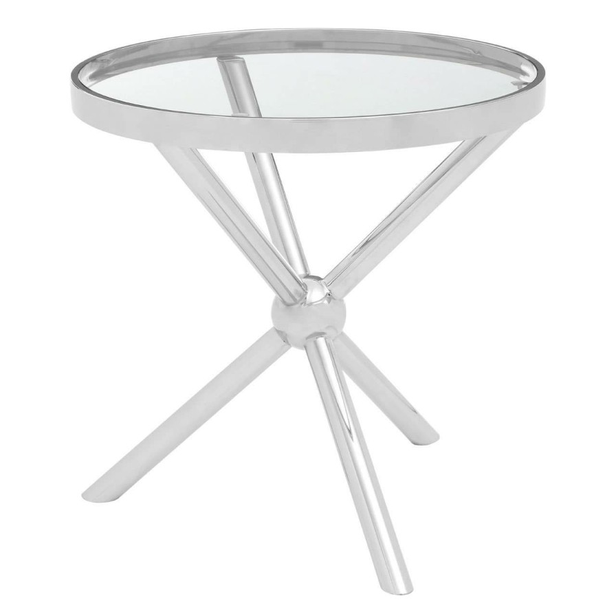 FURNITURE Fifty Five South Side Tables | Novo Round Silver Side Table