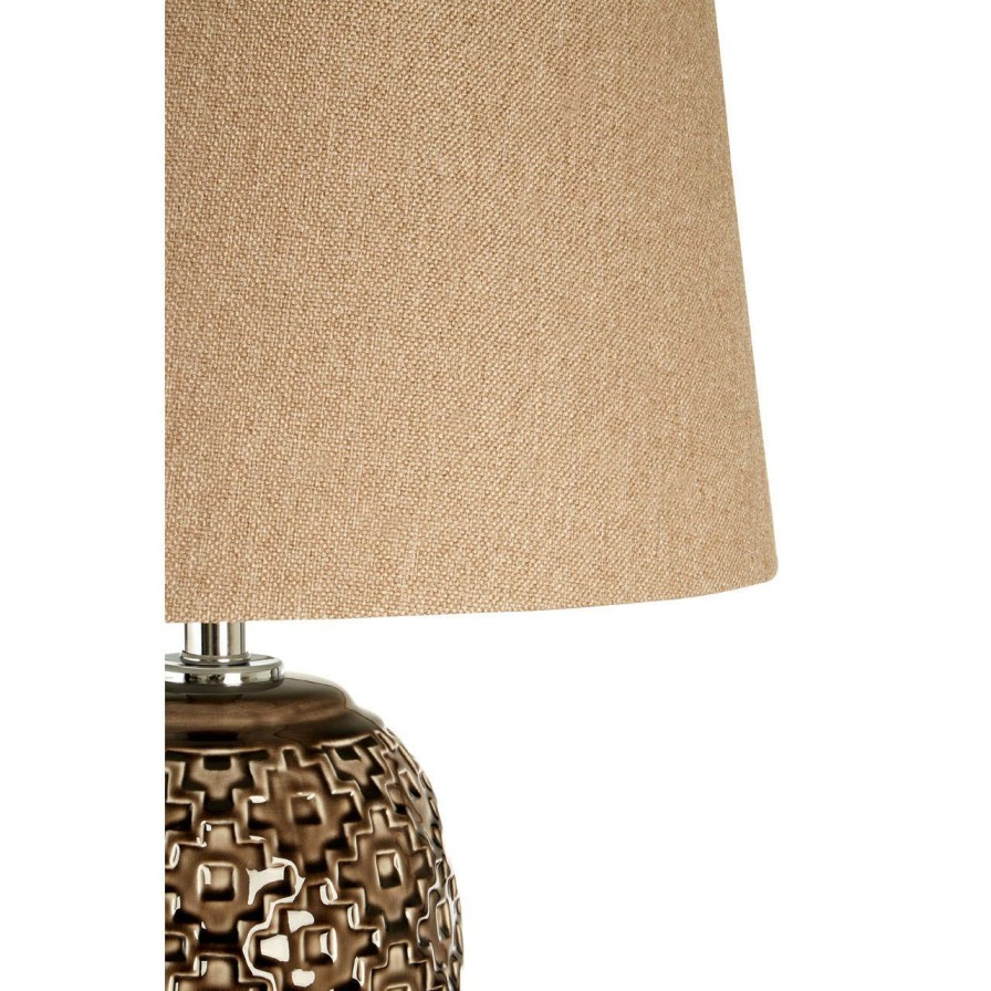 Accessories Fifty Five South Table Lamps | Udele Table Lamp With Brown Linen Shade