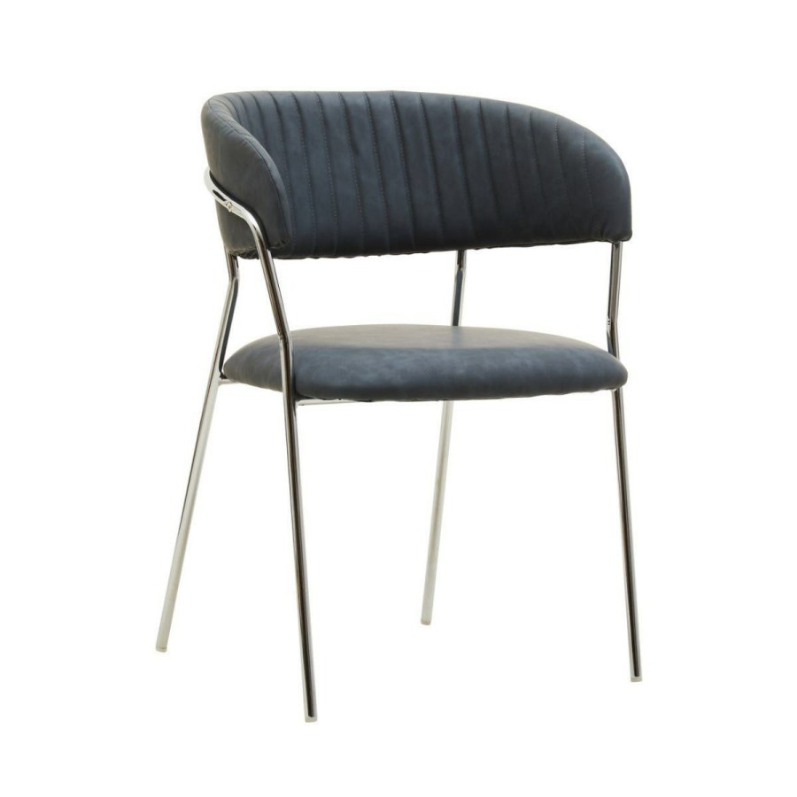 FURNITURE Fifty Five South Seating | Tamzin Dark Grey Leather Curved Dining Chair
