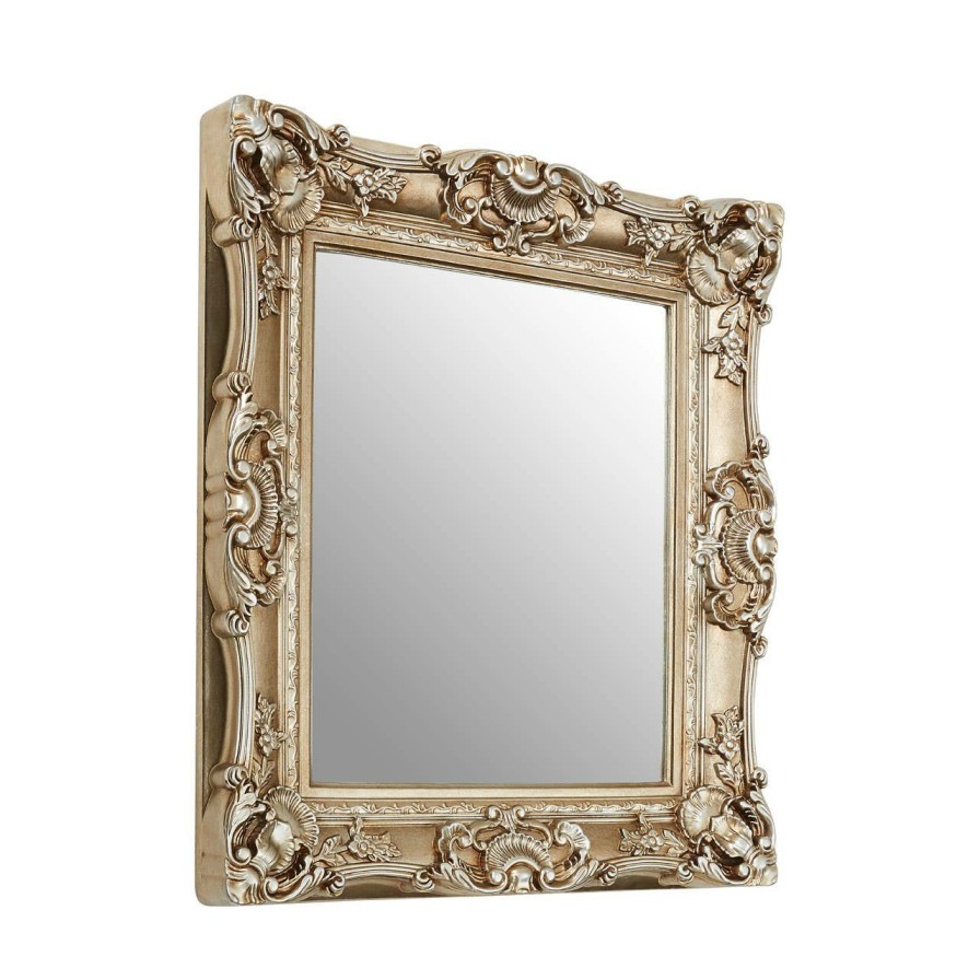 Bathe and Utility Premier Mirrors | Champagne Finish Square Ornate Wall Mirror