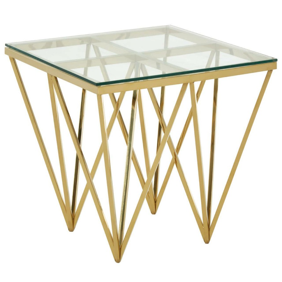 FURNITURE Premier Side Tables | Allure Gold Finish Spike Legs End Table