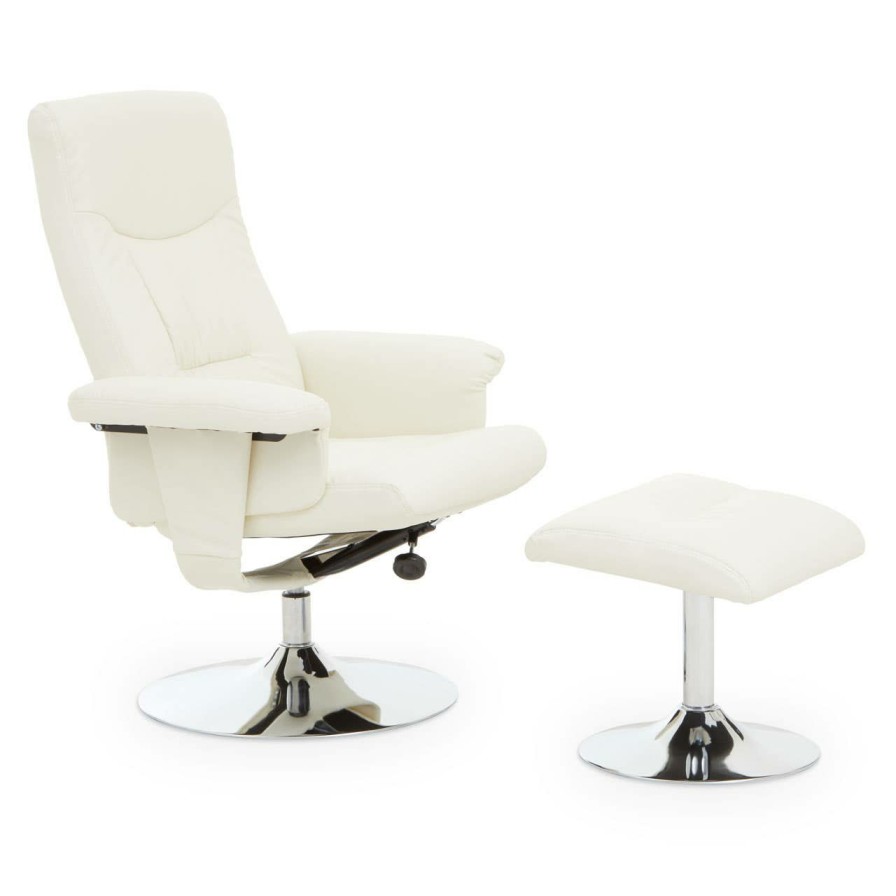 FURNITURE Premier Seating | Denton White Leather Effect Recliner
