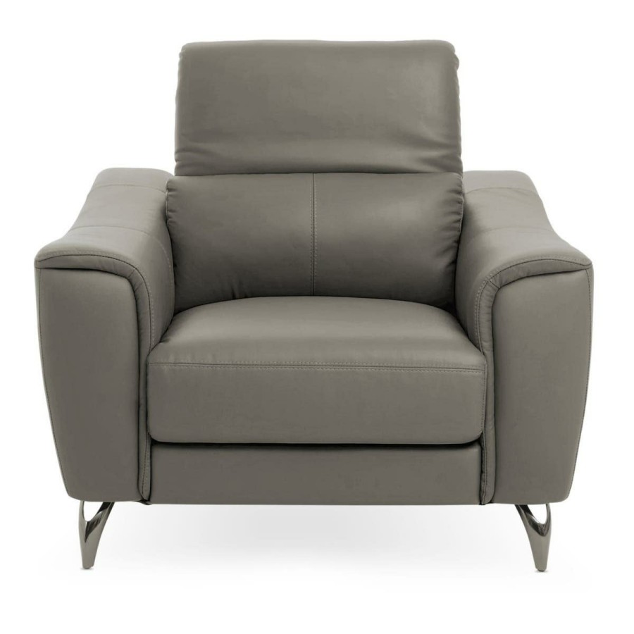FURNITURE Fifty Five South Seating | Padua Grey Finish Leather Armchair