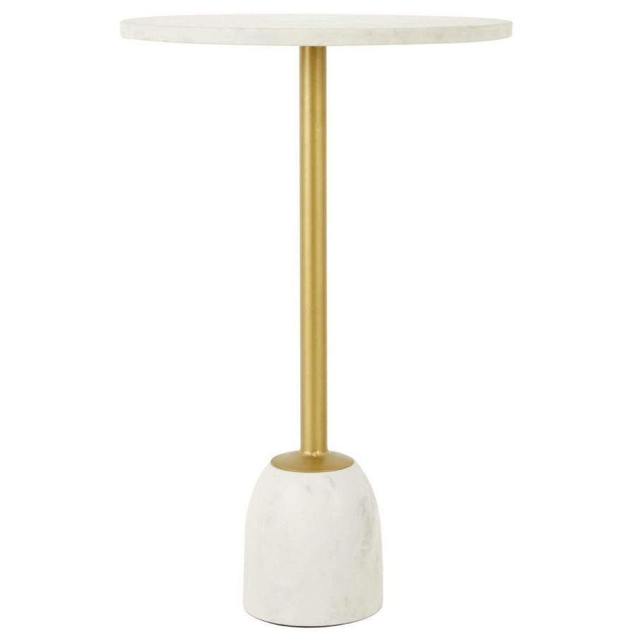 FURNITURE Fifty Five South Side Tables | Rabia White Marble Iron Stand Side Table