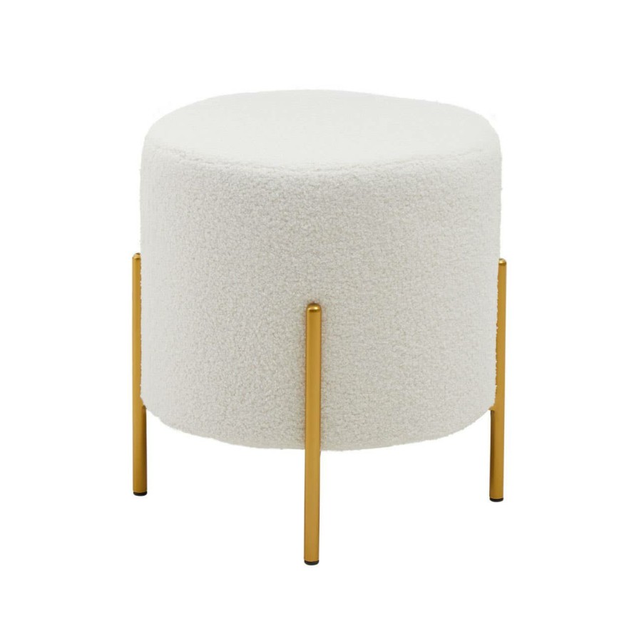 FURNITURE Fifty Five South Seating | Yazmin Stool With Gold Finish Legs